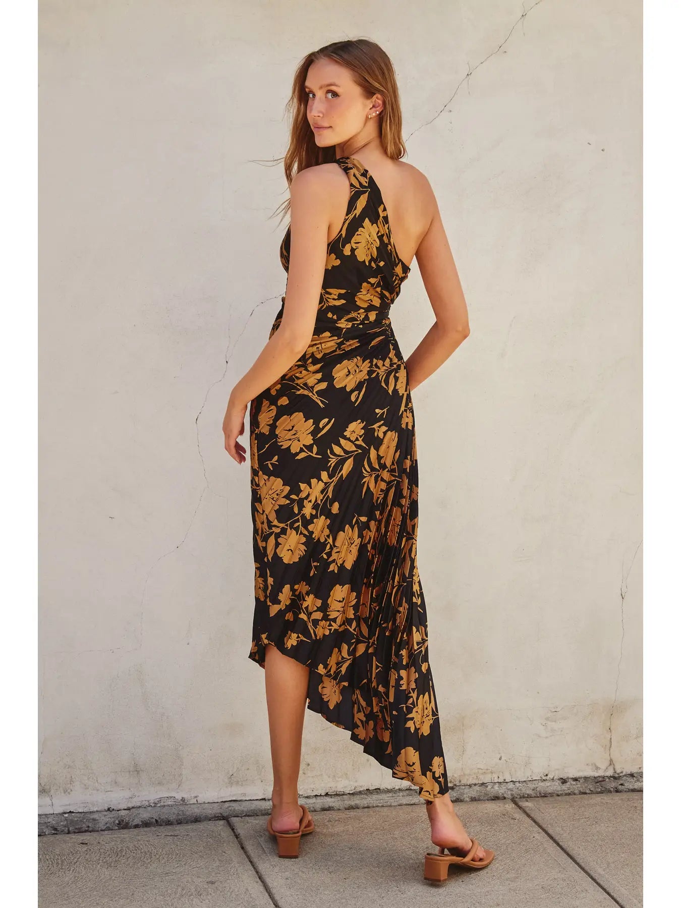 Kori Undeniable Icon Asymmetrical Pleated Maxi Dress