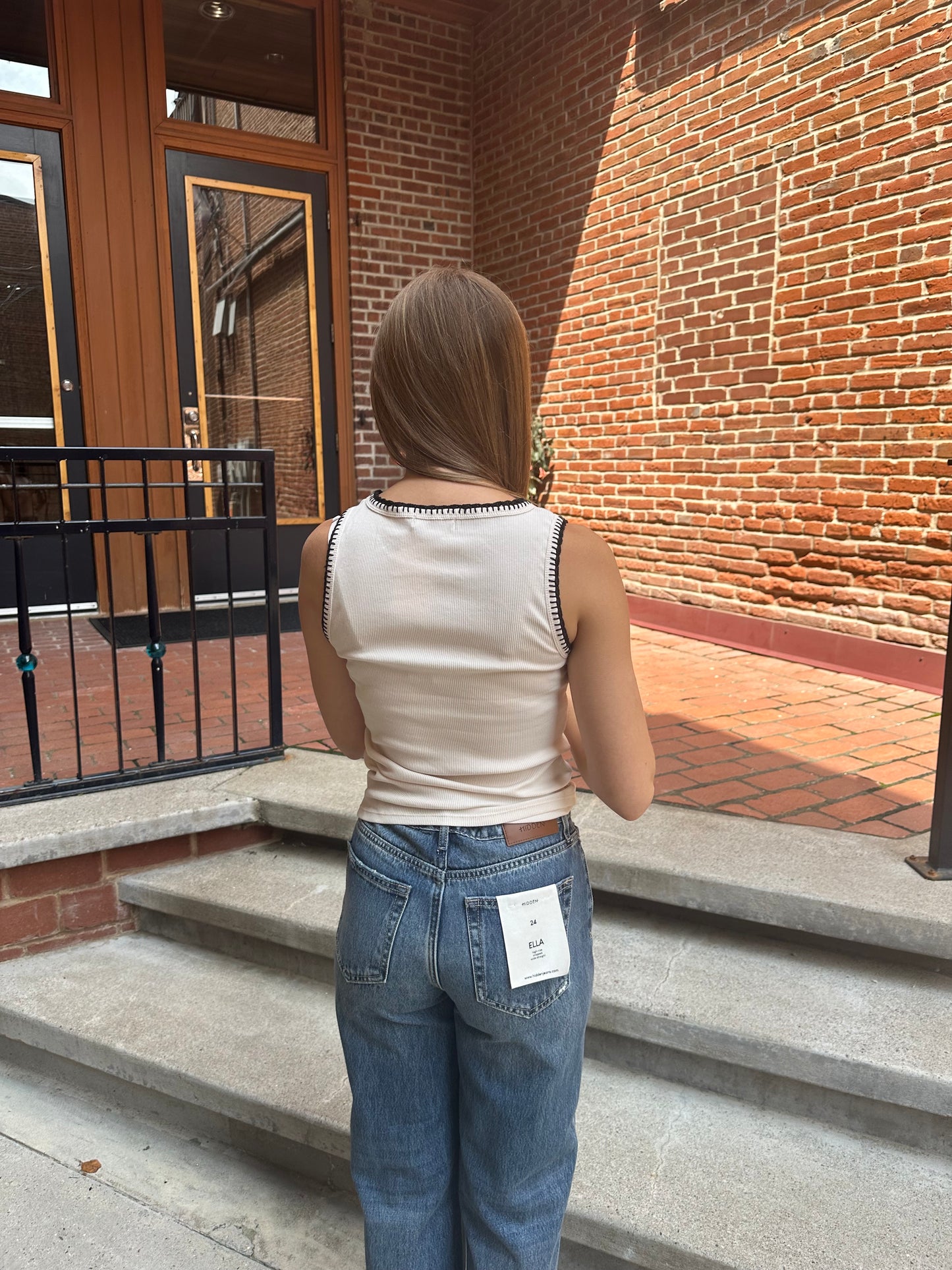 Social Whipstitch Tank in White