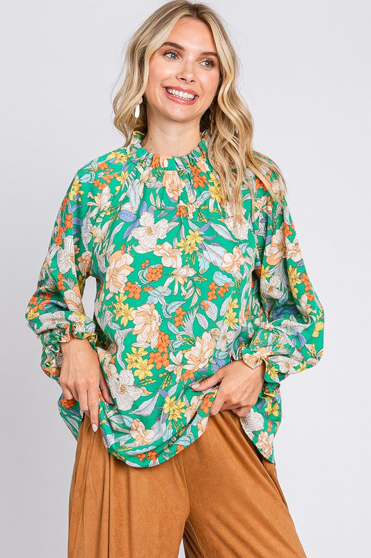 Sydney Floral Long Sleeve Top in Plus