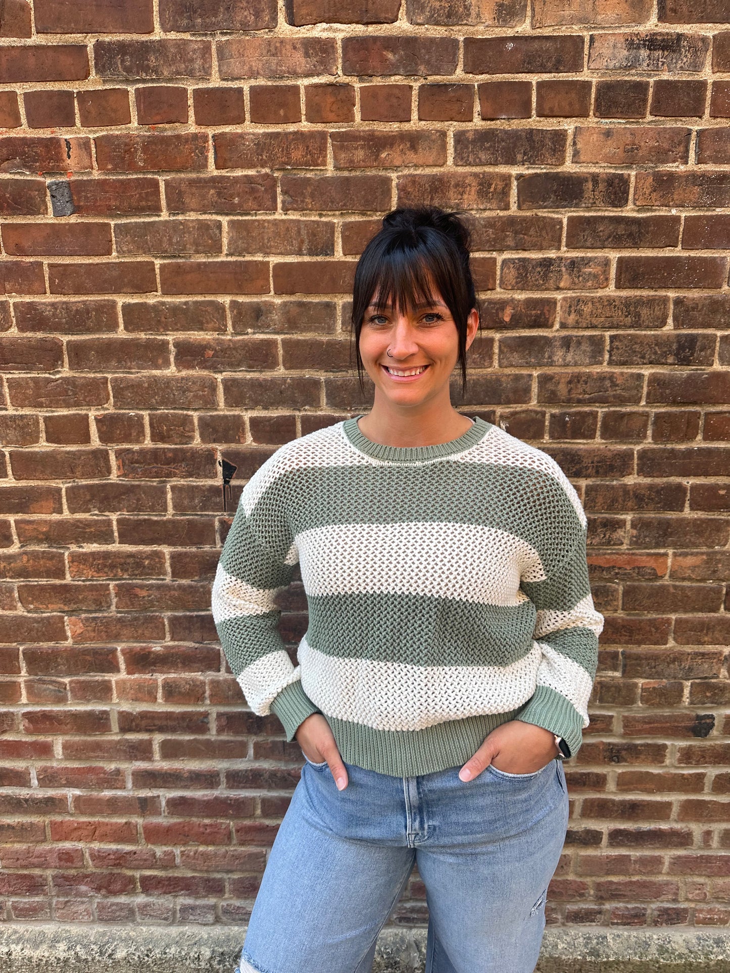 Broadbeach Stripe Sweater in Green