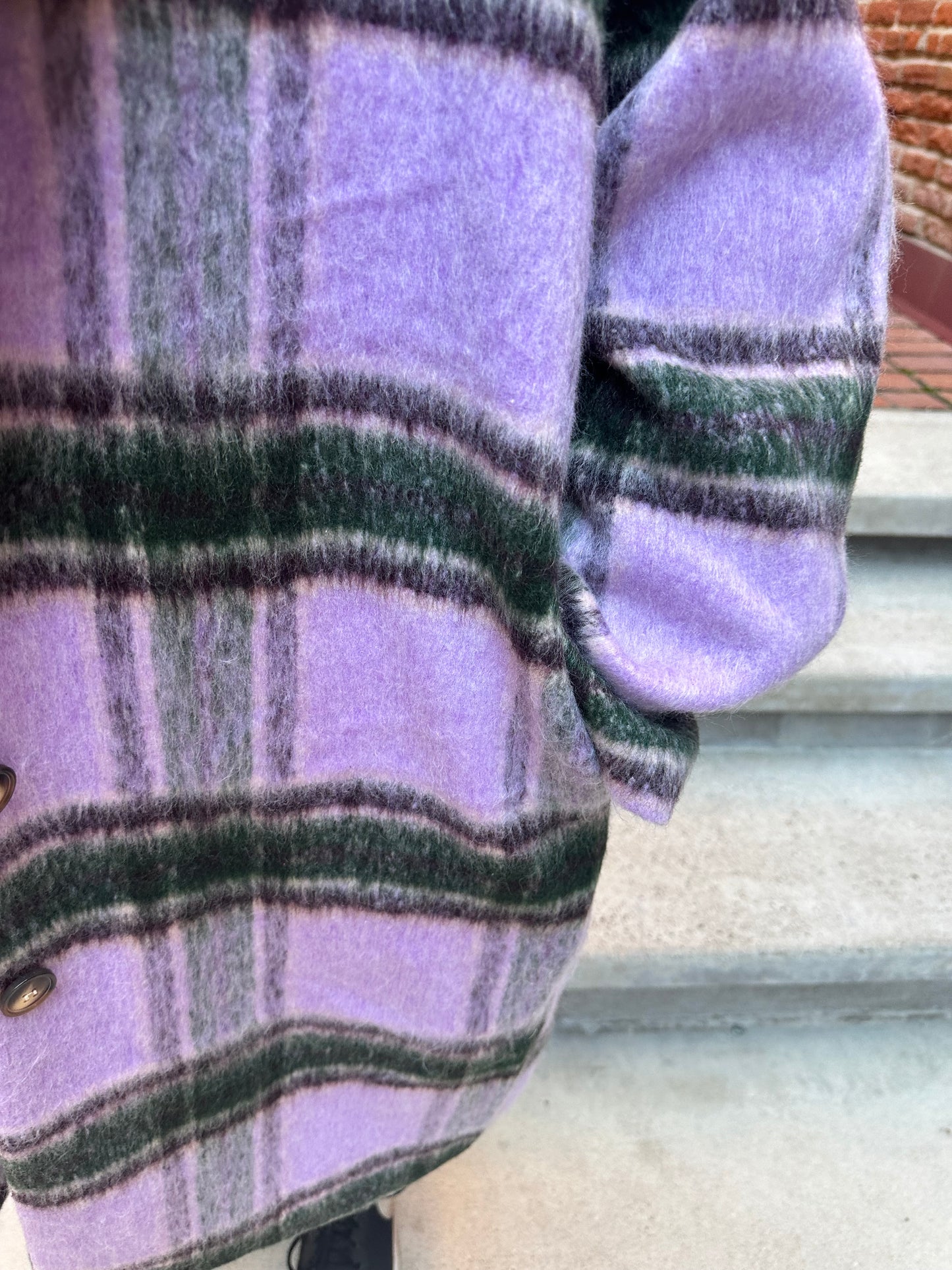 Faye Purple, Green & Tan Plaid Coat
