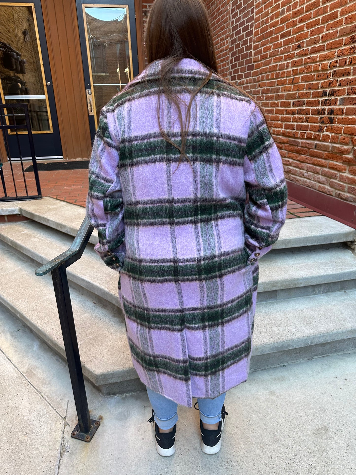 Faye Purple, Green & Tan Plaid Coat
