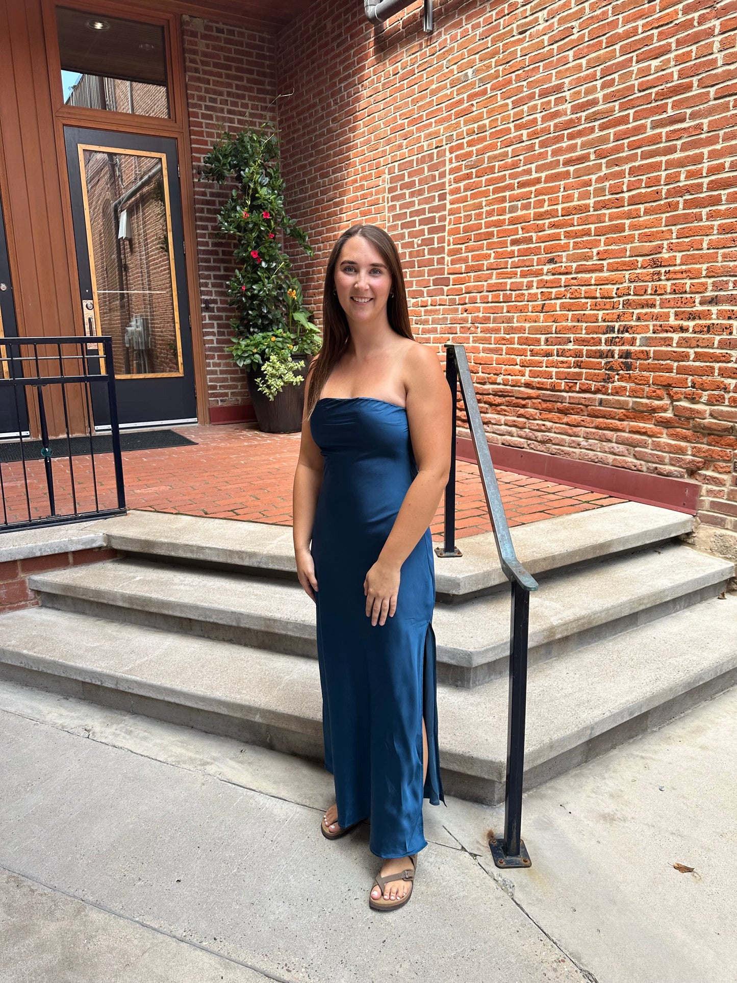 Josee Going Out Strapless Maxi Dress in Peacock