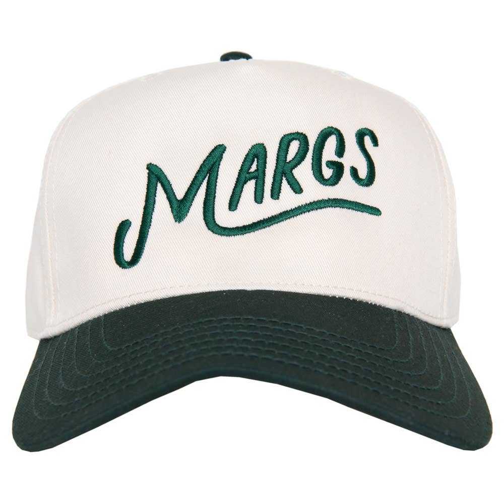 Margs Two-Toned Vintage Baseball Hat in Dark Green and Tan