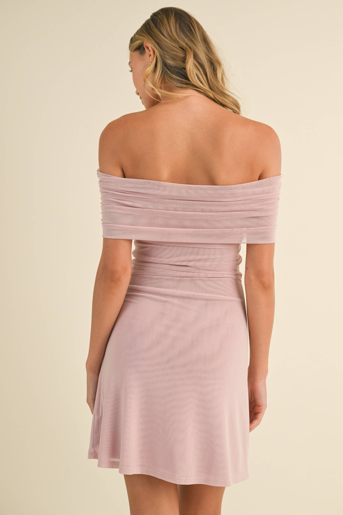Taren Foldover Mini Ivory Dress with Lining