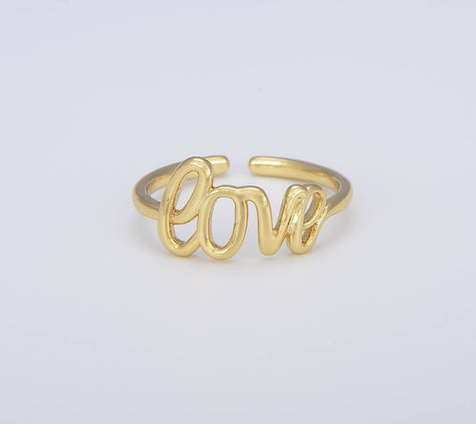 Gold Love Adjustable Open Ring