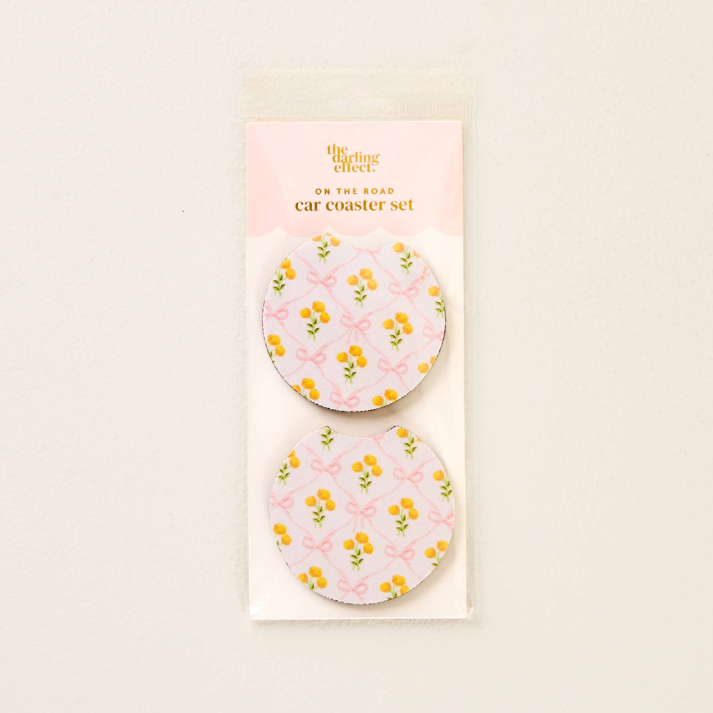 On the Road Car Coaster Set in Marigold Lane Pink