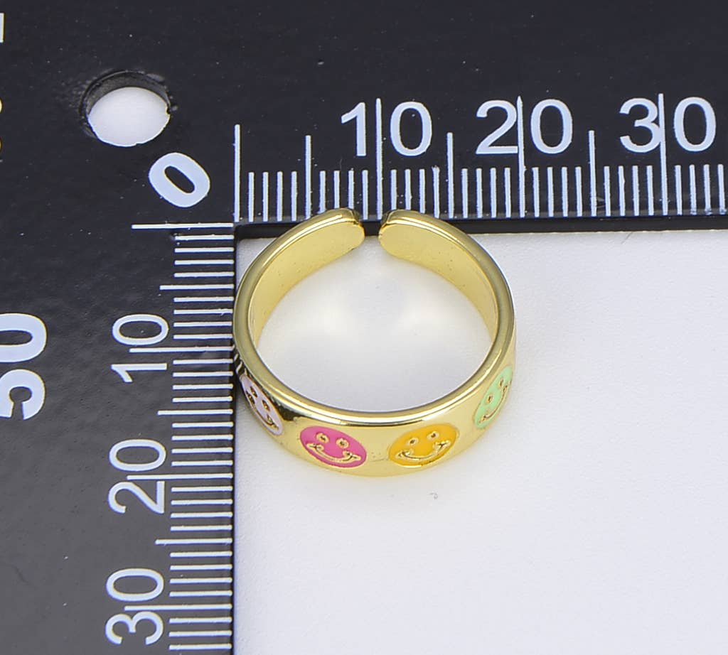 Gold Filled Happy Face Adjustable Ring