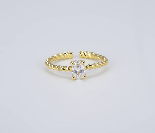 Gold Filled Princess Cut Diamond Adjustable Ring