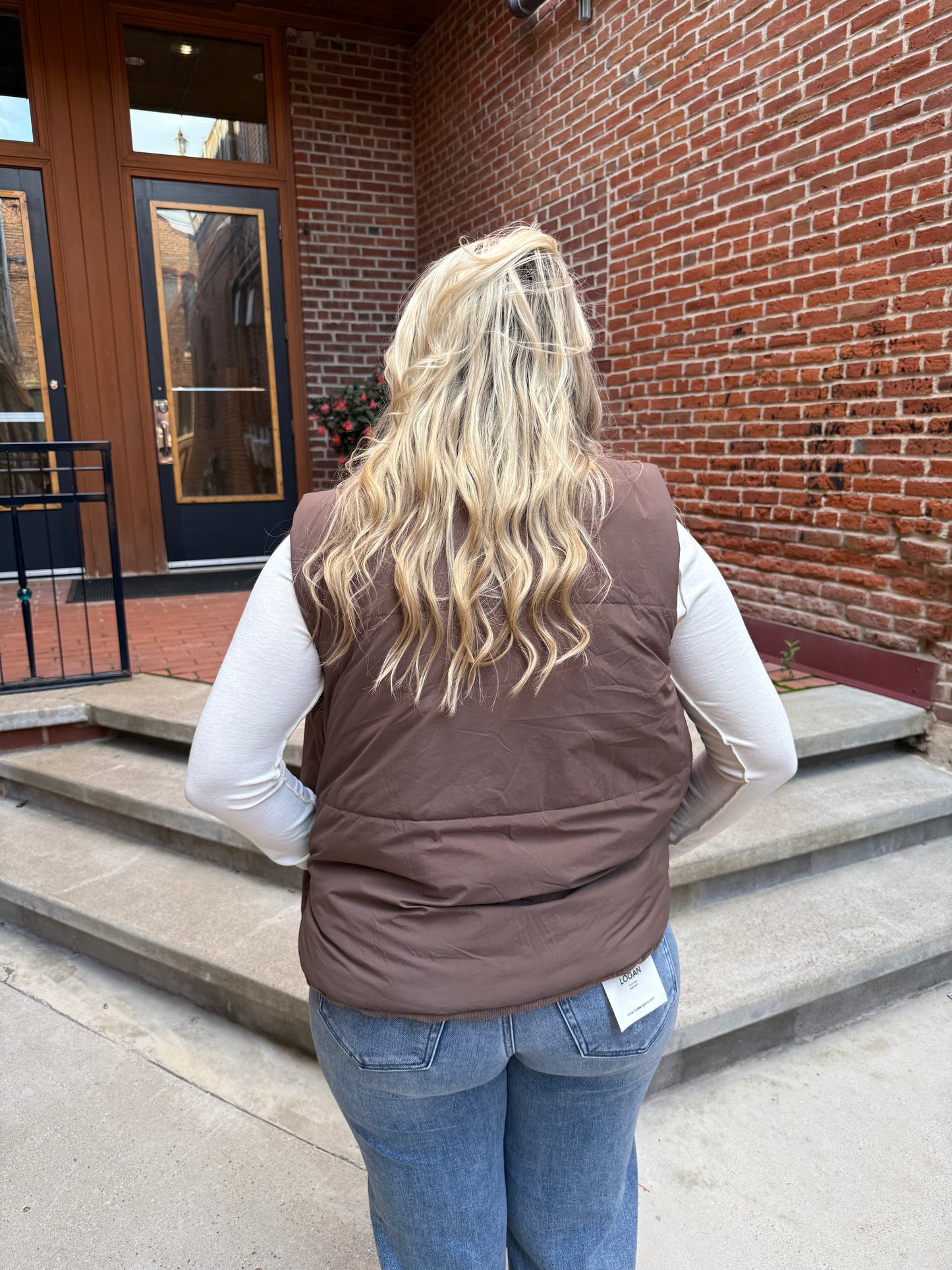 Ava Reversible Vest in Brown