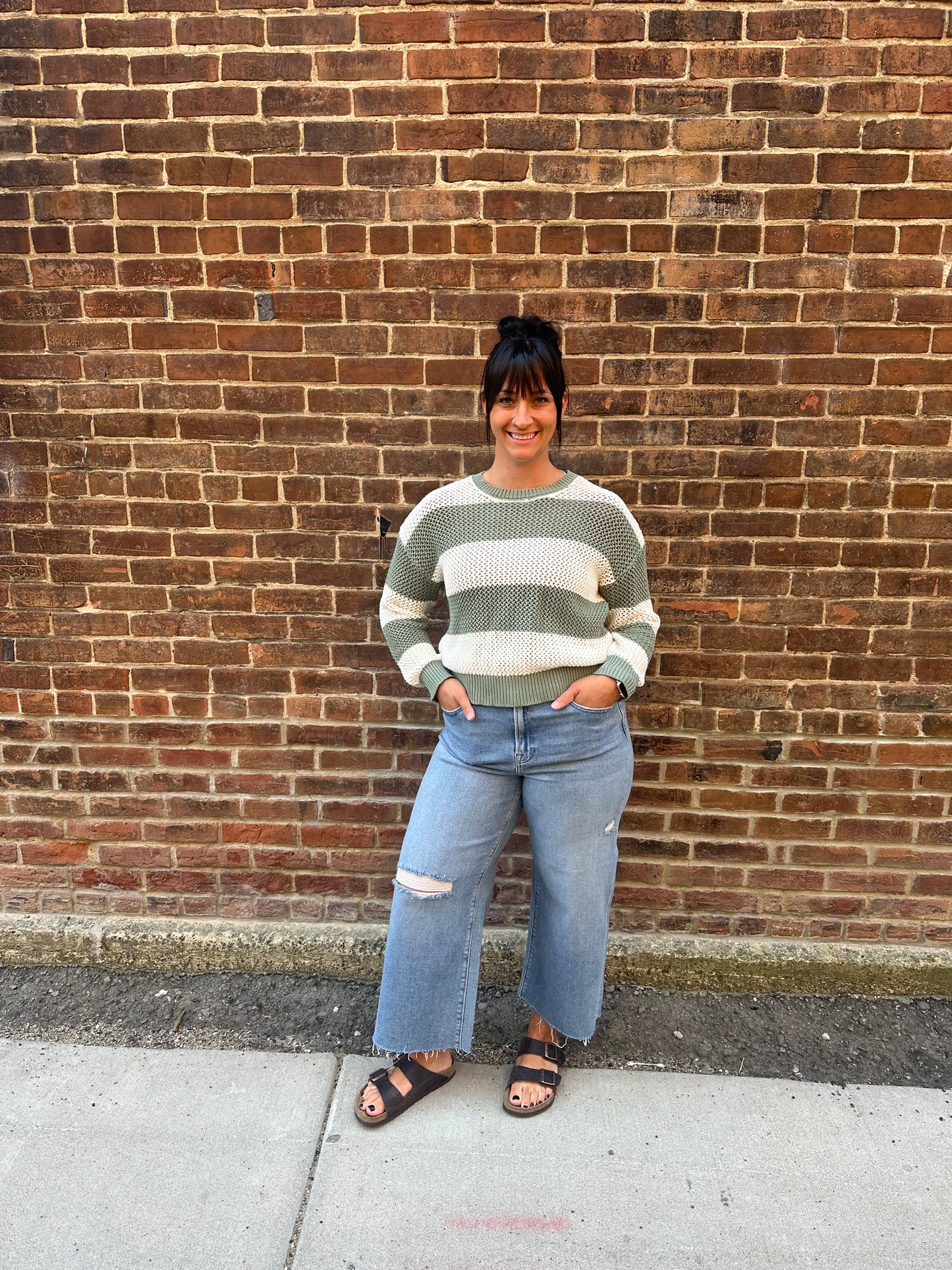 Broadbeach Stripe Sweater in Green