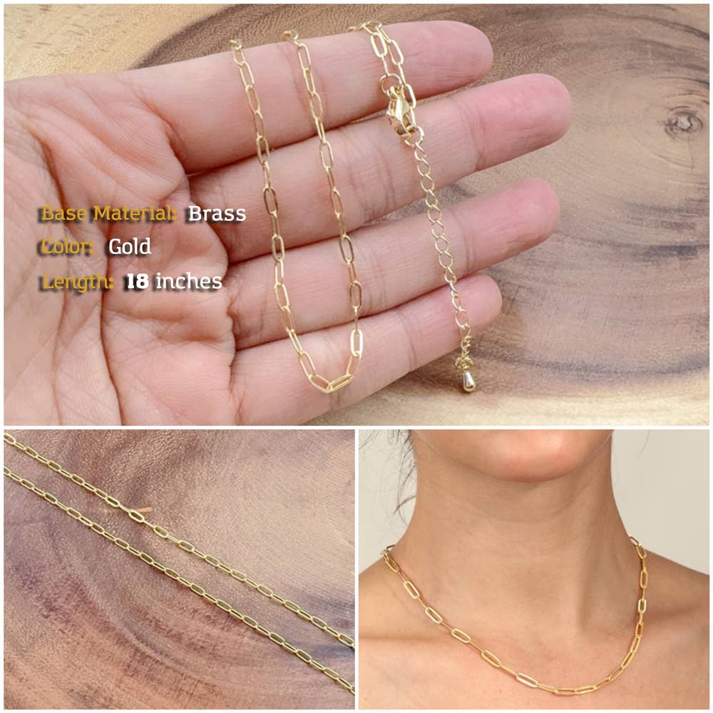 PaperClip Link Chain Necklace Gold Filled Link Chain