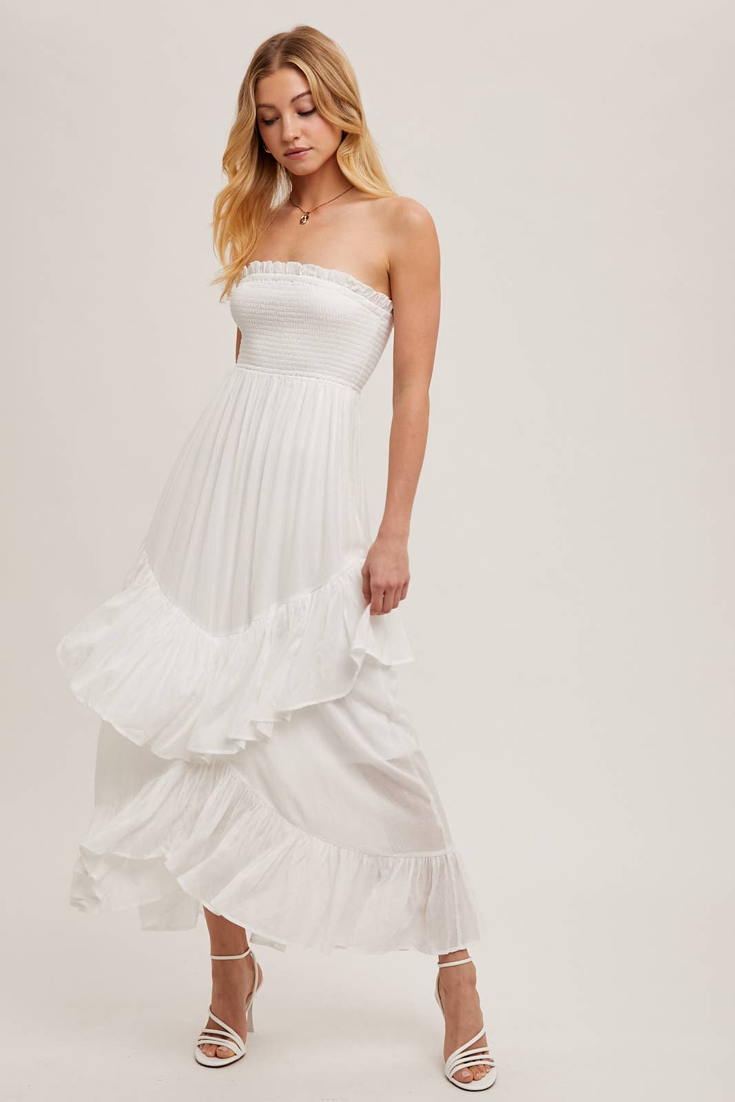 Alicia Smocked Strapless Tiered Dress
