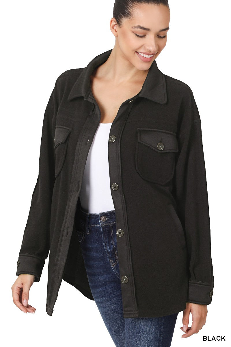 Addison Black Fleece Shacket