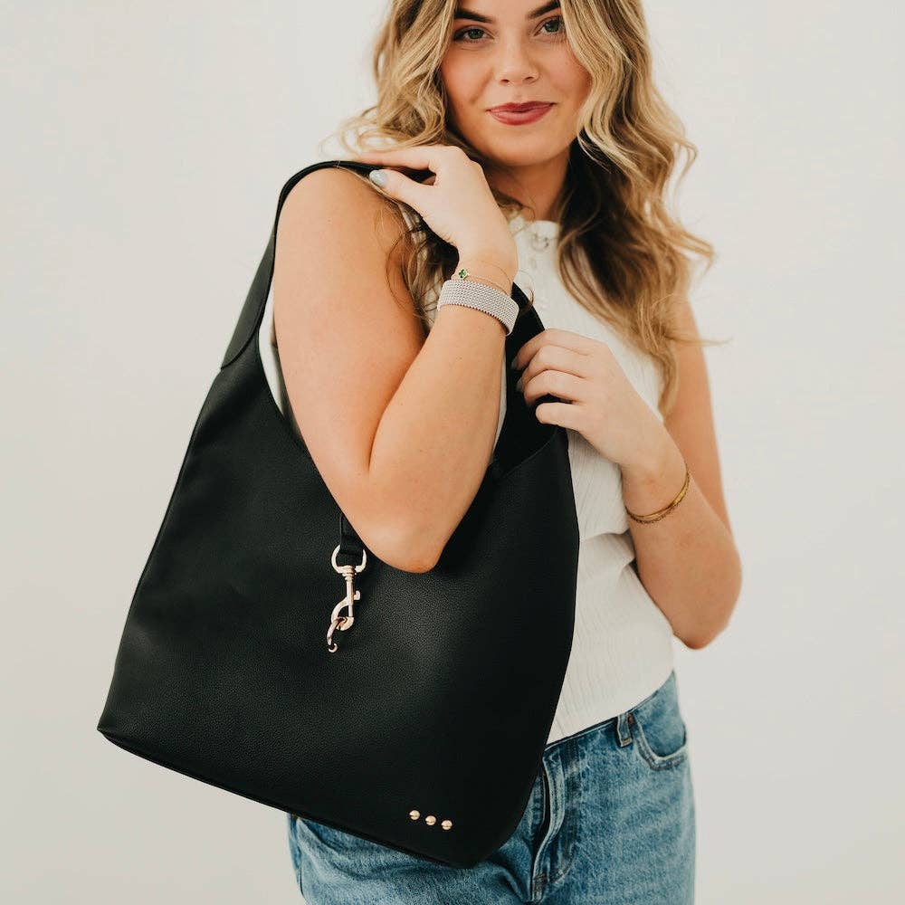 Haddie Hobo Vegan Leather Tote in Cream