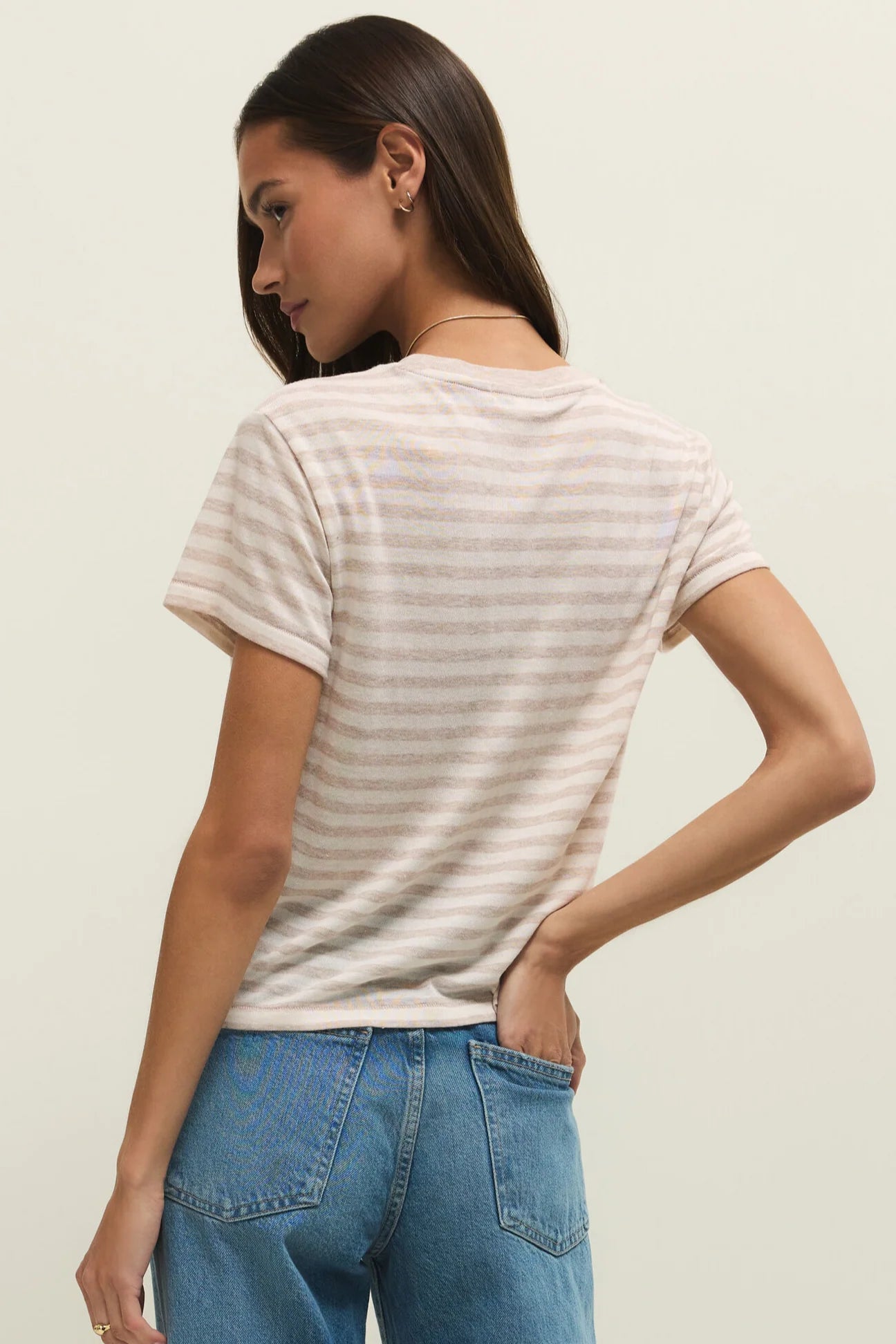 Tourist Airy Striped Tee in Natural Heather