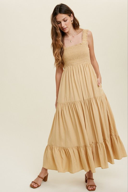 Willow Tiered Dress in Gold