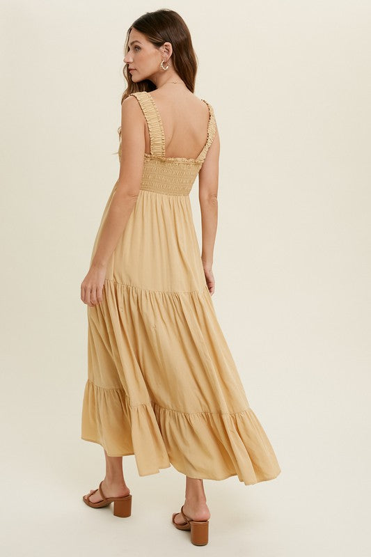Willow Tiered Dress in Gold