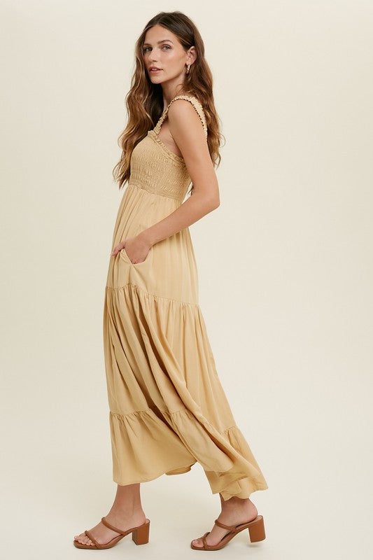 Willow Tiered Dress in Gold