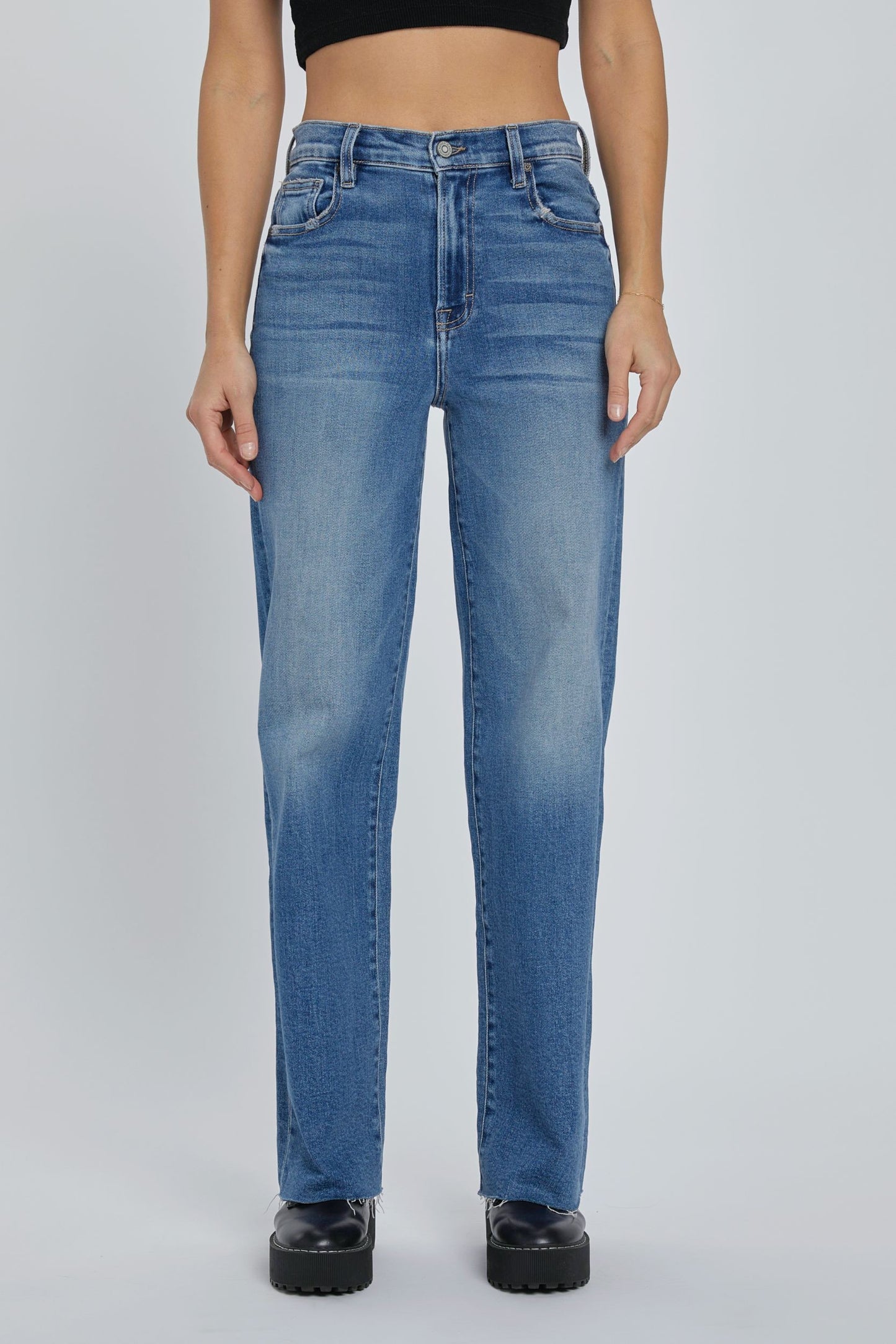 Logan Medium Dark Clean Stretch Dad Jean