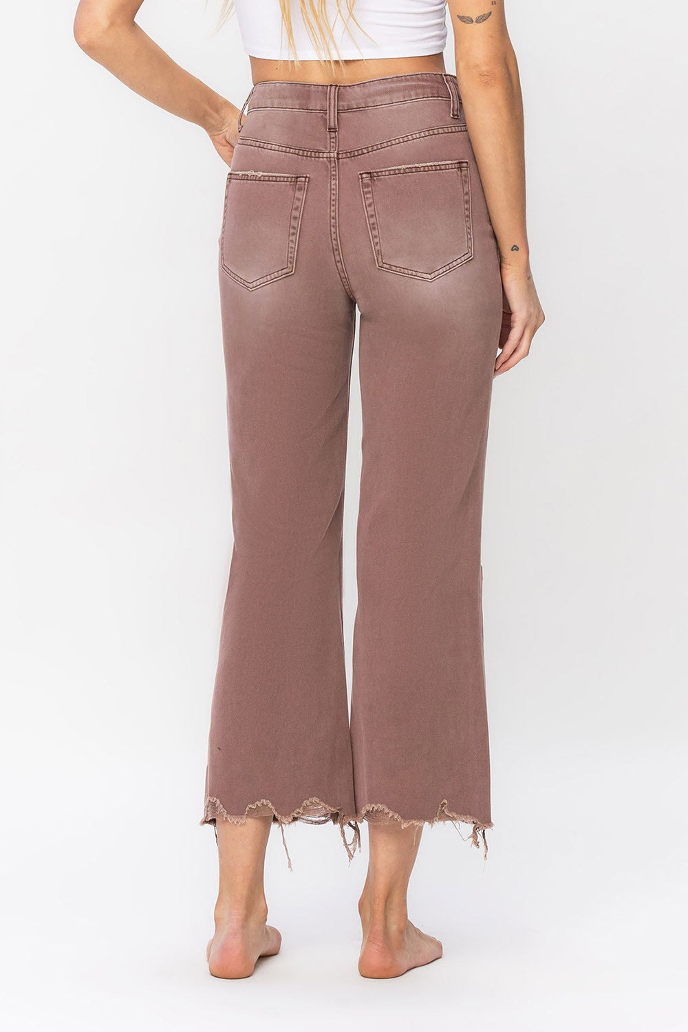 Leslie 90s Vintage Crop Flare Jeans in Aztec