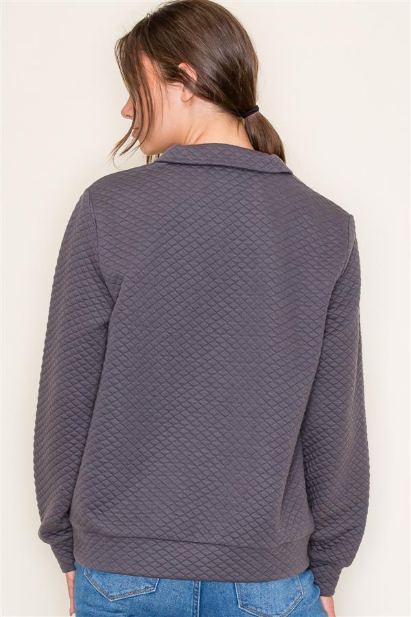Alexa Charcoal Knit Half Button Up