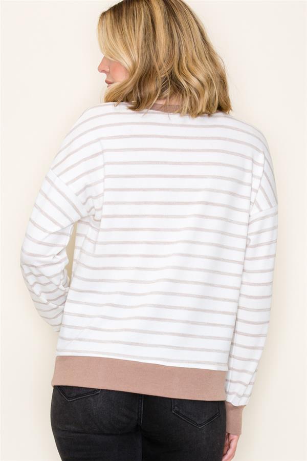 Ashlyn Striped Pullover Top in Tan