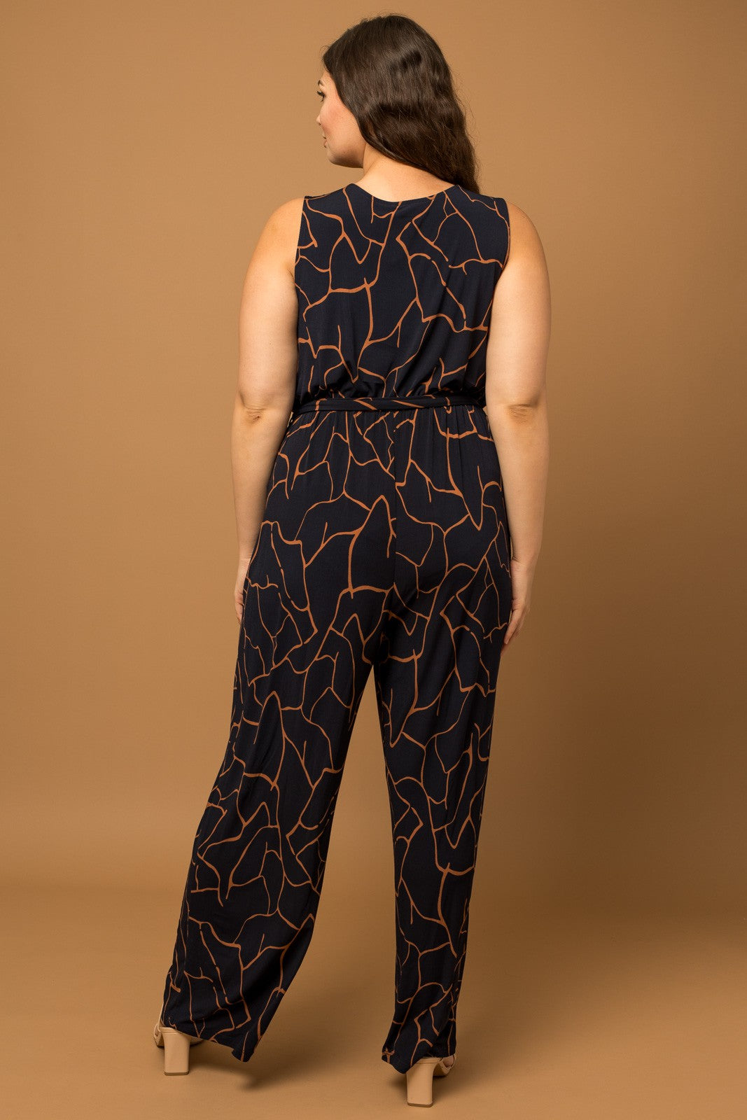 Stephanie Sleeveless Wrap Wide Leg Jumpsuit in Plus