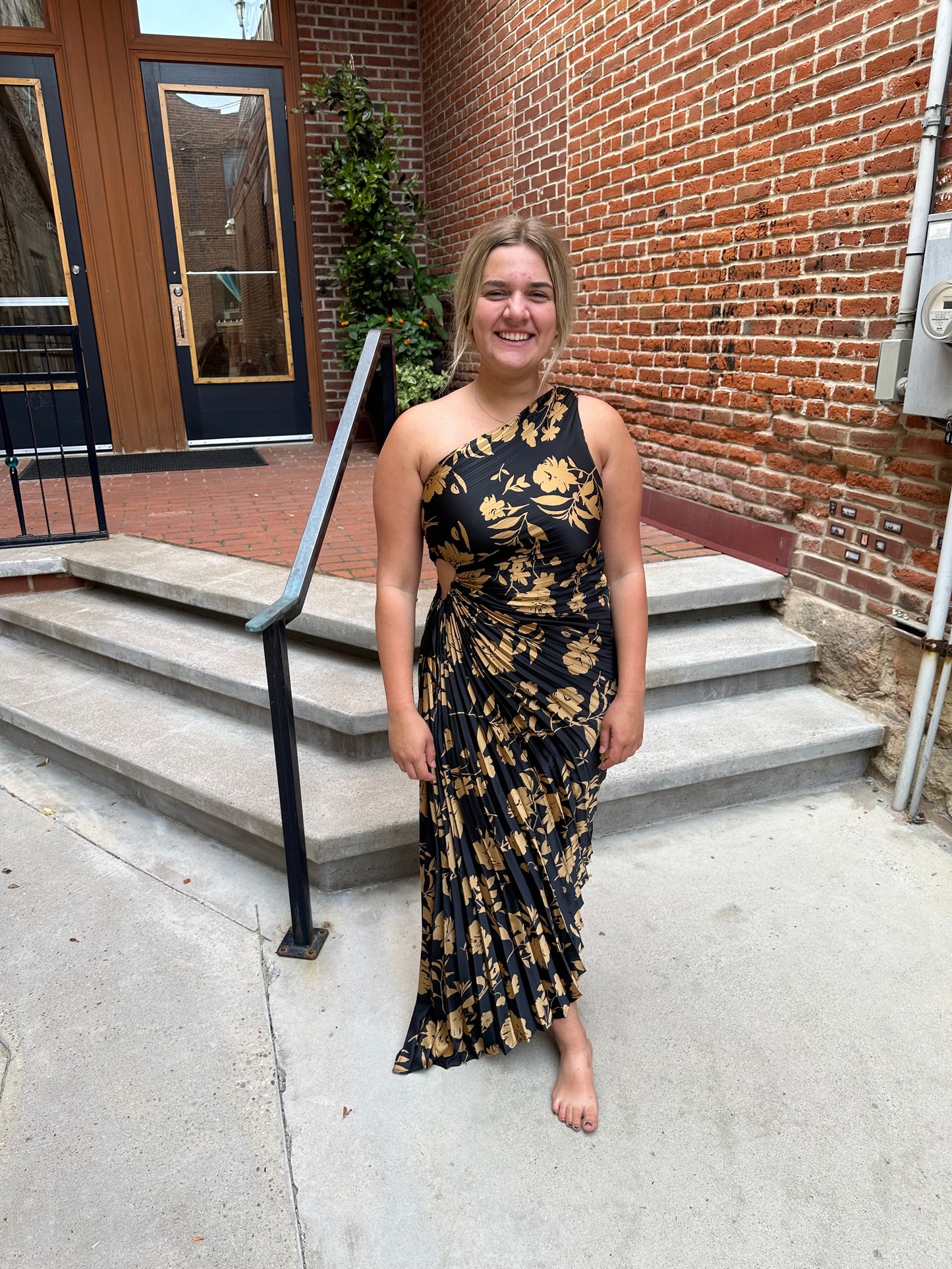 Kori Undeniable Icon Asymmetrical Pleated Maxi Dress