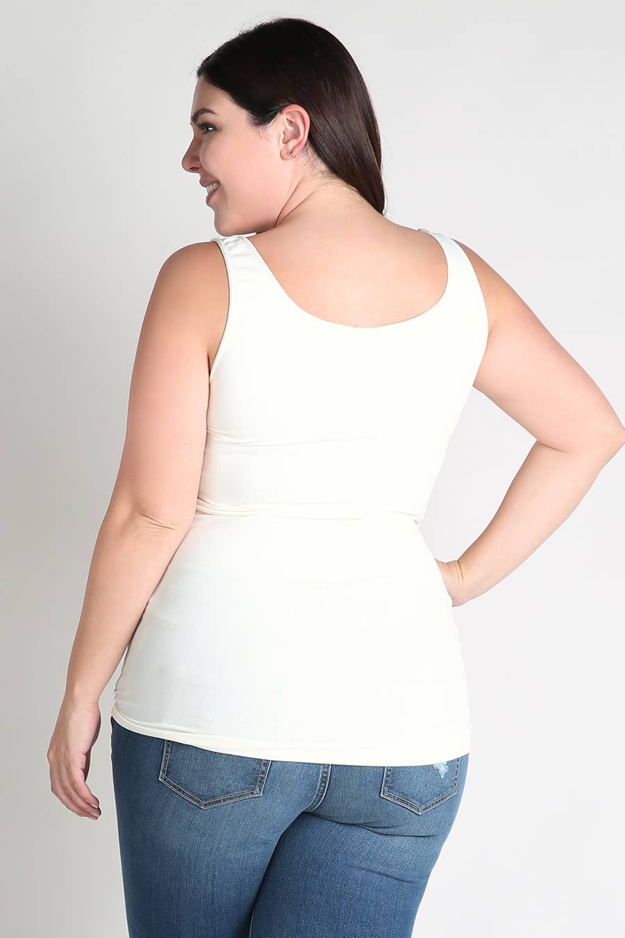 Zoey Plus Size Tank Top Jersey in Ivory