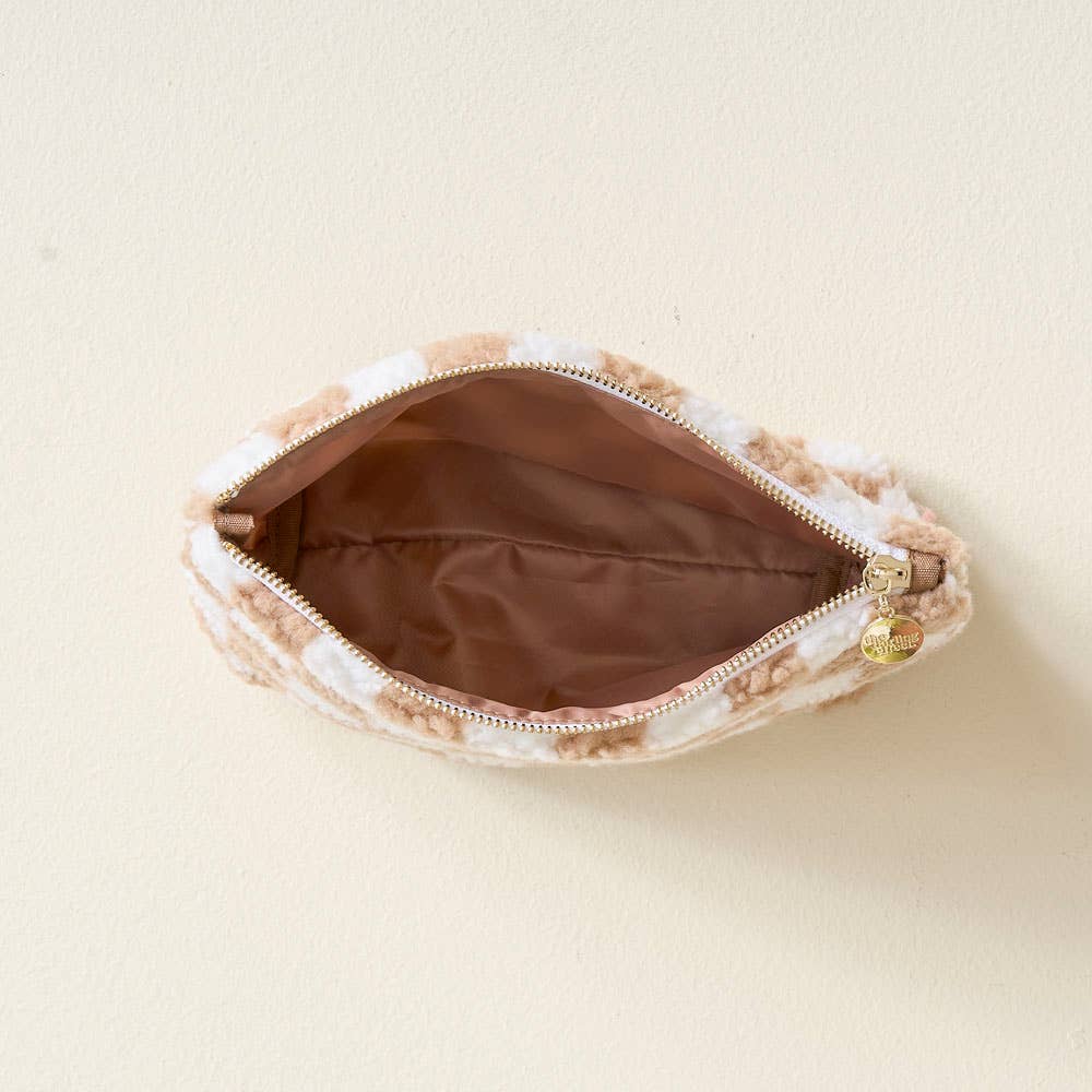 Teddy Pouch Large Check Tan