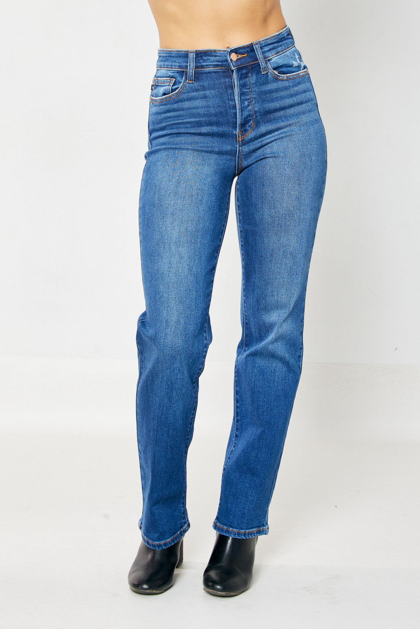 Amanda High Waisted Hidden Button Fly Jeans in Plus