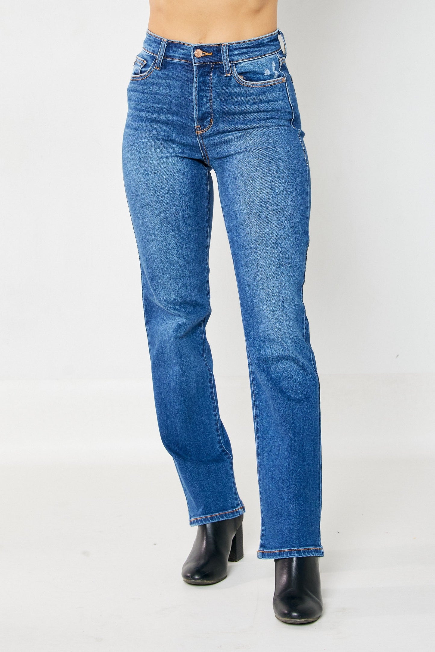 Amanda High Waisted Hidden Button Fly Jeans in Plus