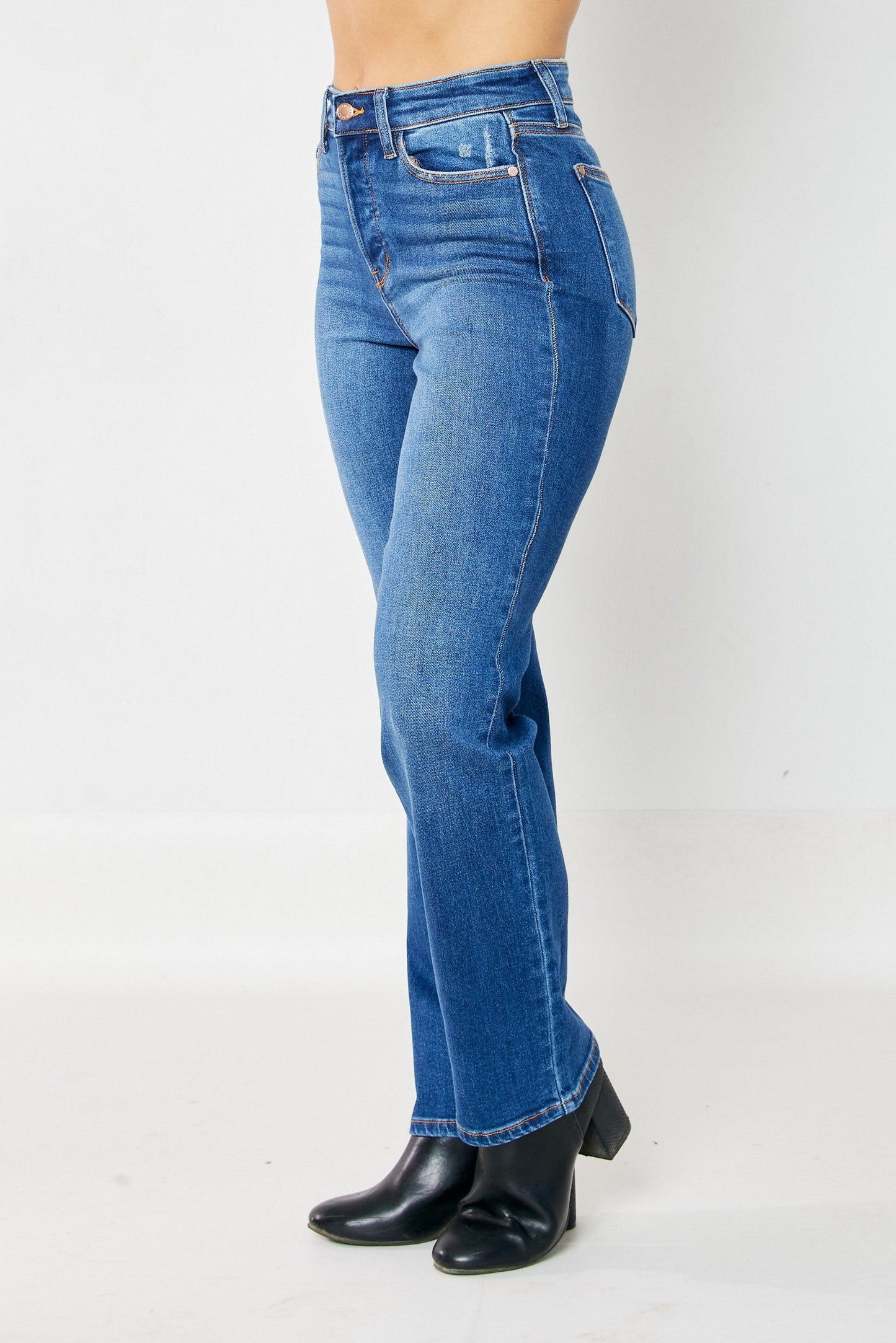 Amanda High Waisted Hidden Button Fly Jeans in Plus