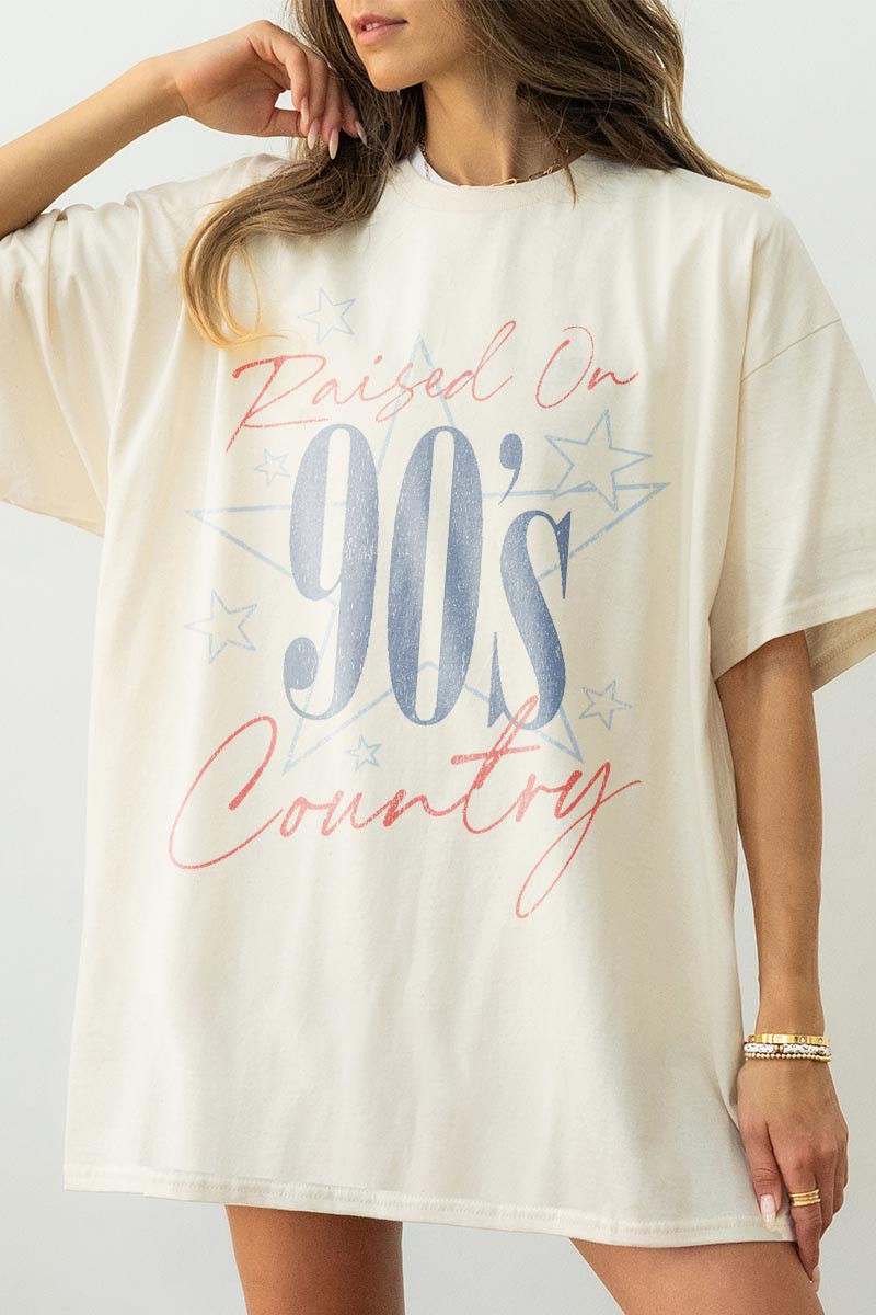 Raised On 90s Country Comfort Colors Tee in Ivory