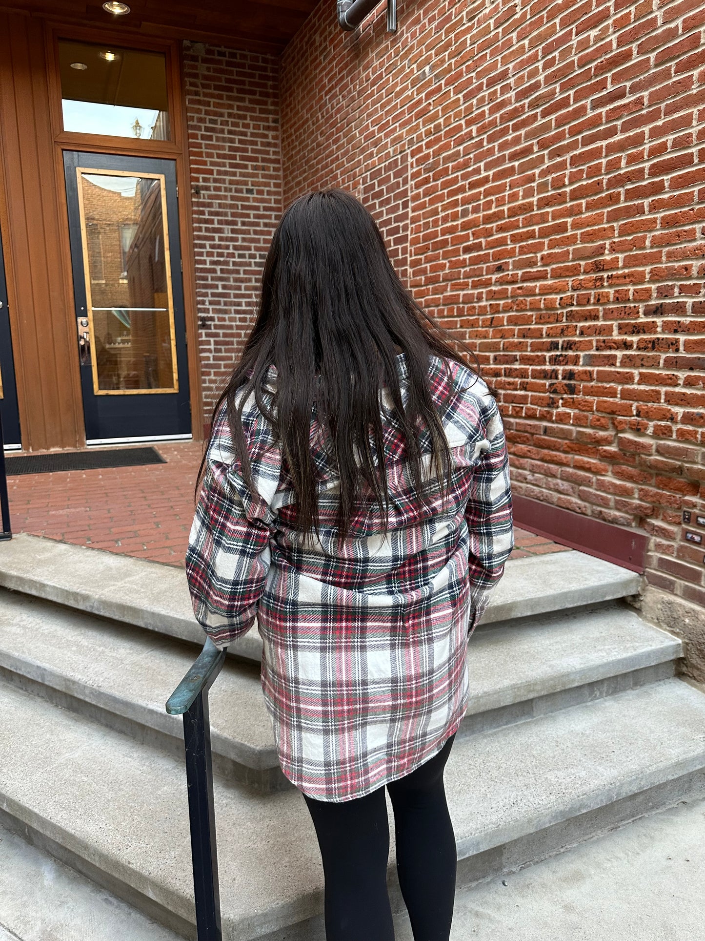 Selena Cream, Navy, Red & Green Plaid Flannel