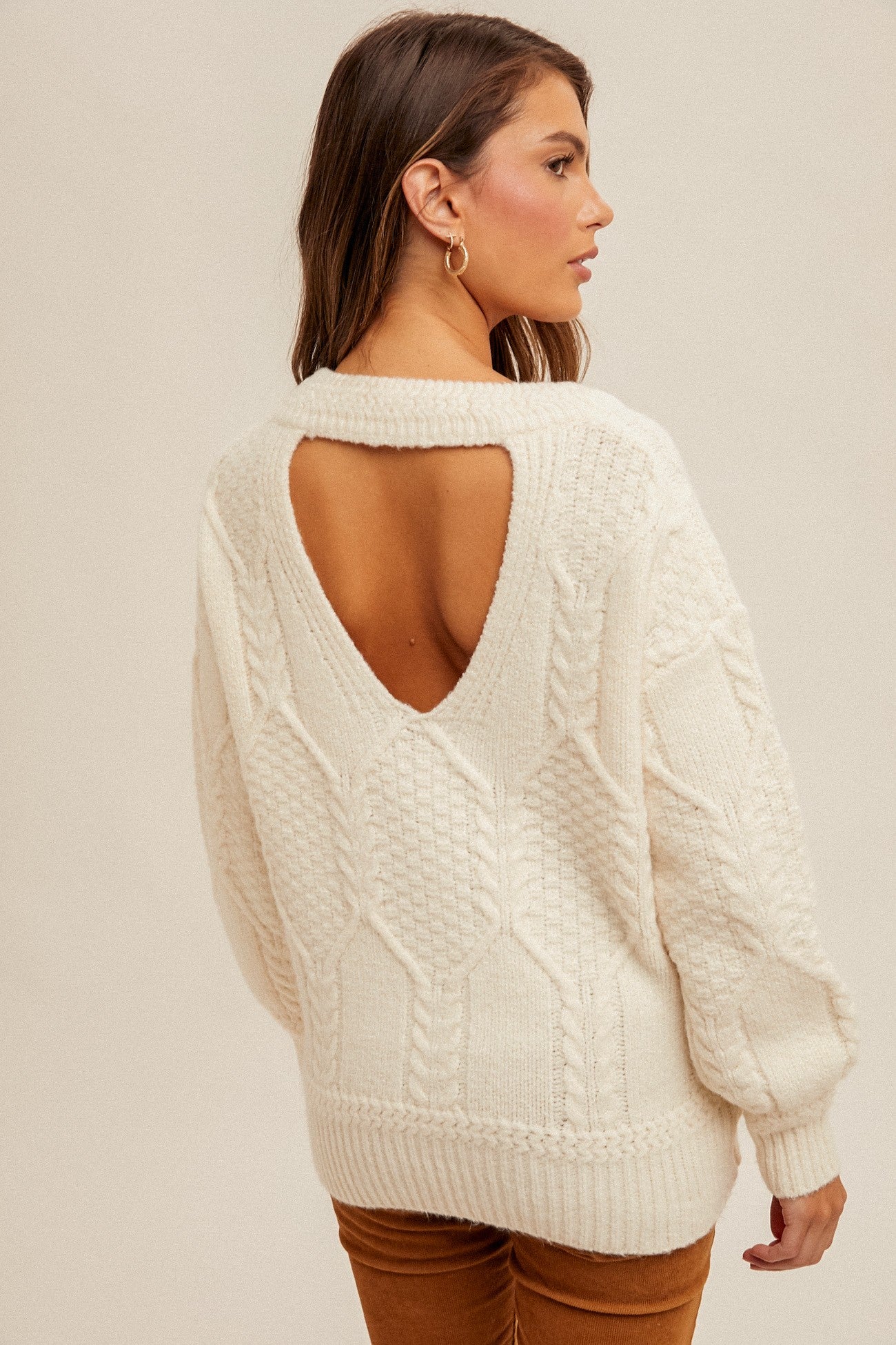 Morgan Back Cut Out Relaxes Knit Sweater