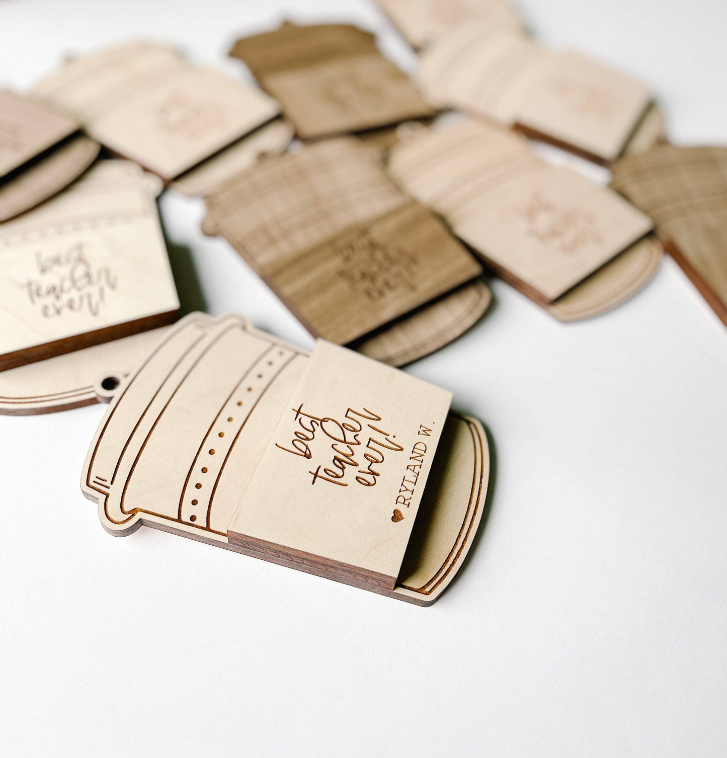 Best Teacher Ever Gift Card Holder: Maple