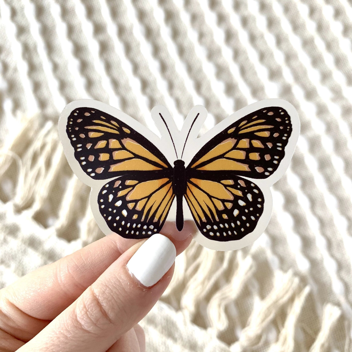 Clear Painted Lady Butterfly Sticker, 3x1.5in