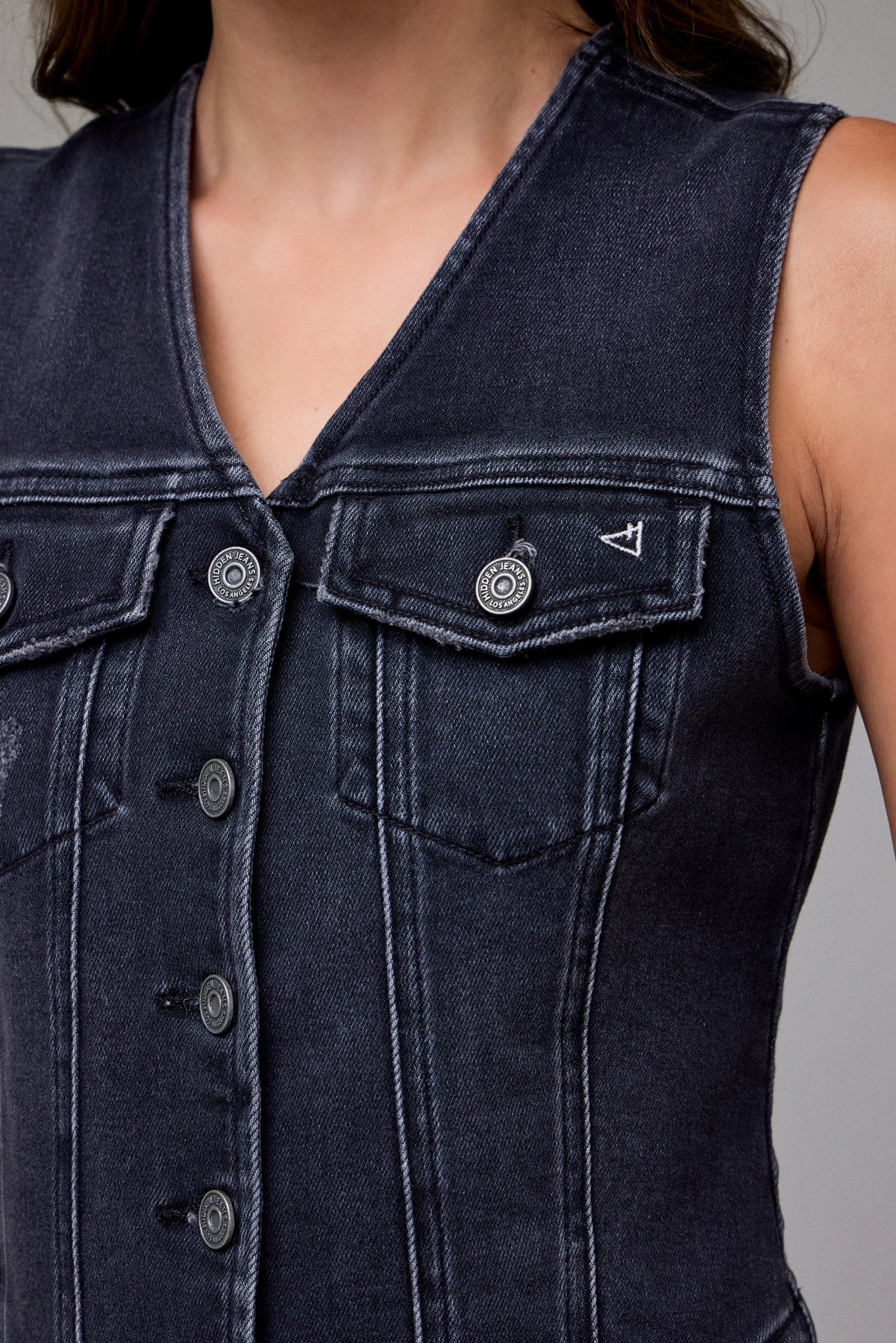 Black Hidden Denim Vest