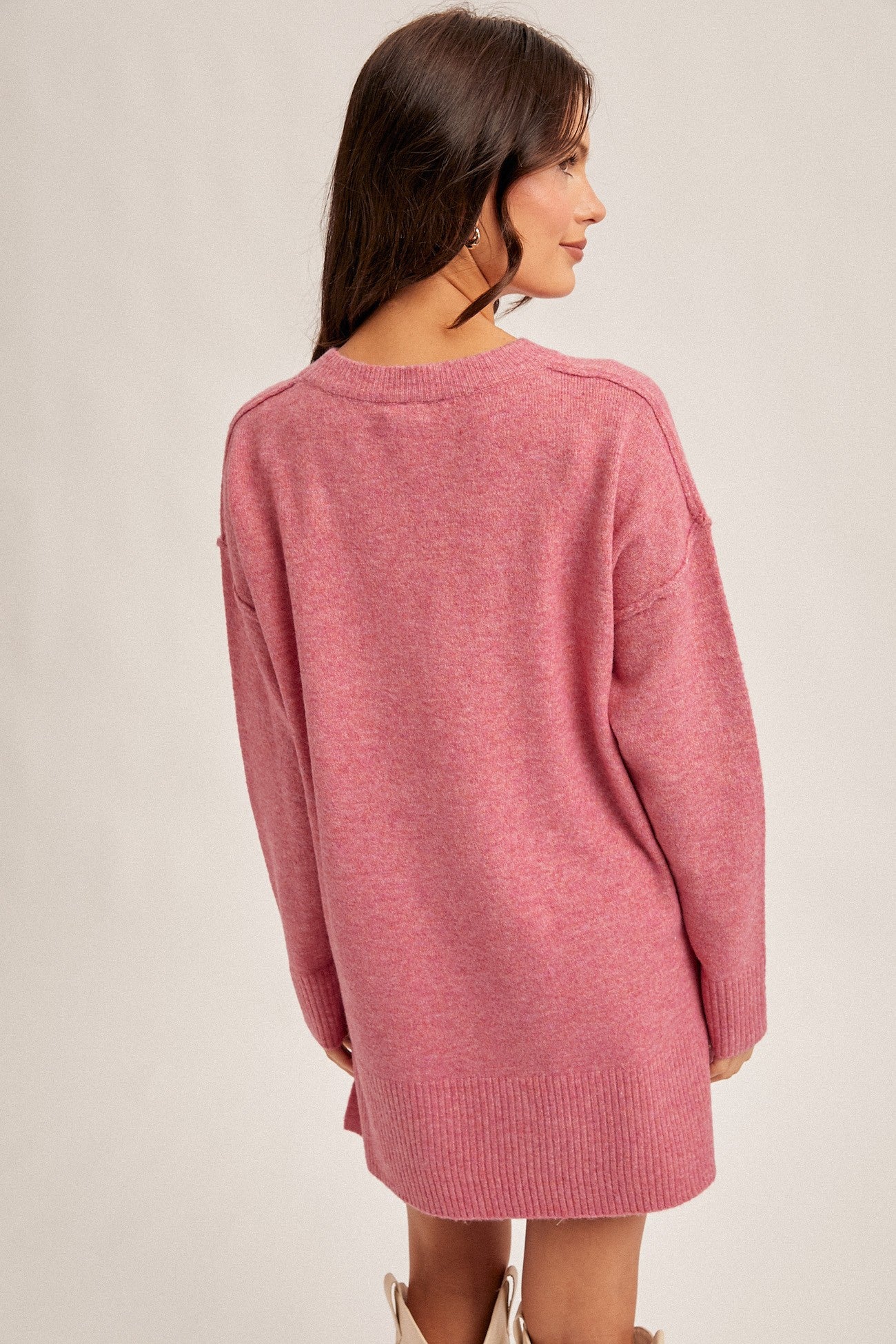 Willow Crew Neck Oversized Sweater in Pink