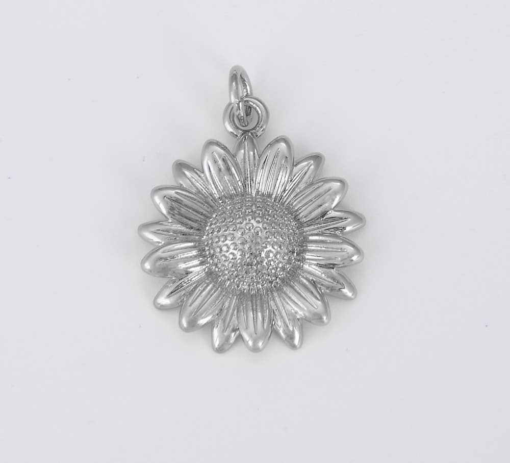 Dainty Sunflower Charm in Silver