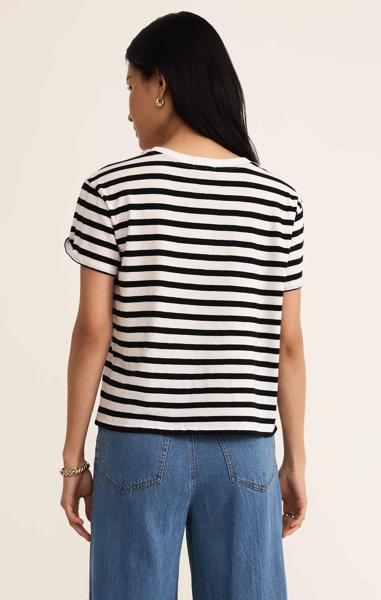 Go To Stripe Tee in Black Striped