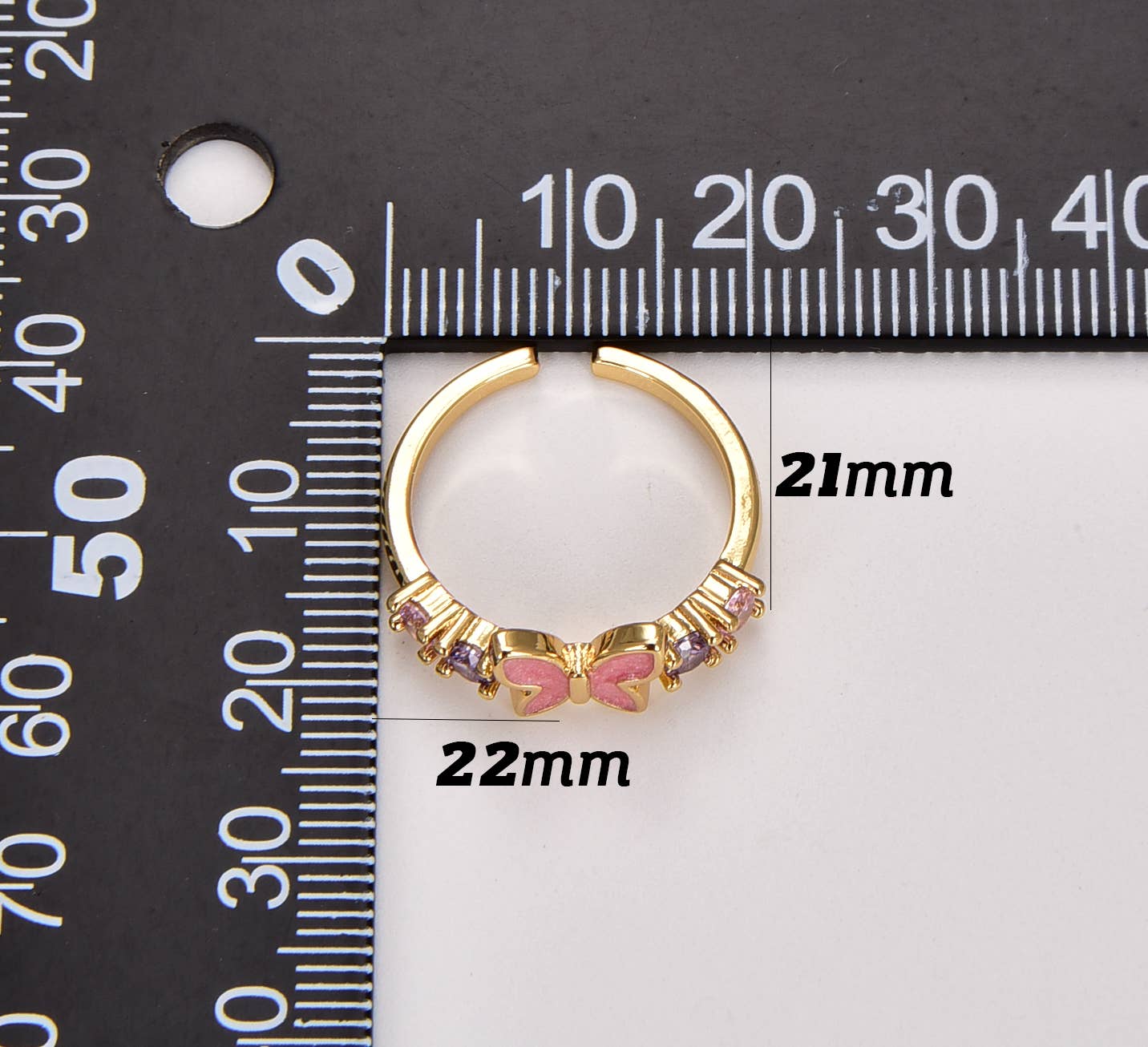 Pink Shell Butterfly Ring, Minimalist Ring Adjustable
