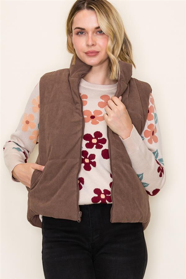 Ava Reversible Vest in Brown