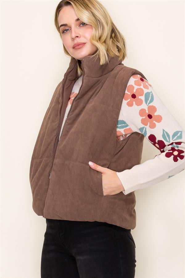 Ava Reversible Vest in Brown
