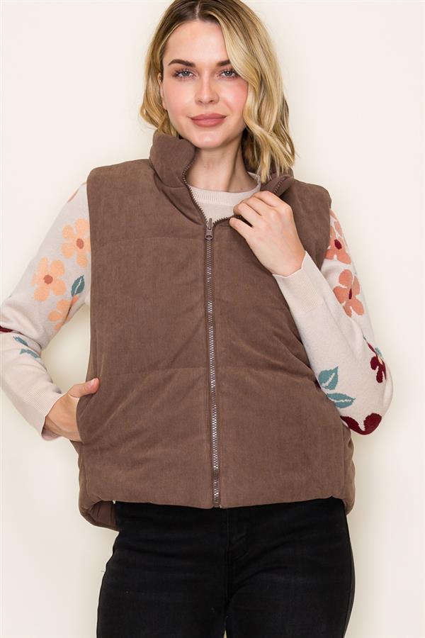 Ava Reversible Vest in Brown