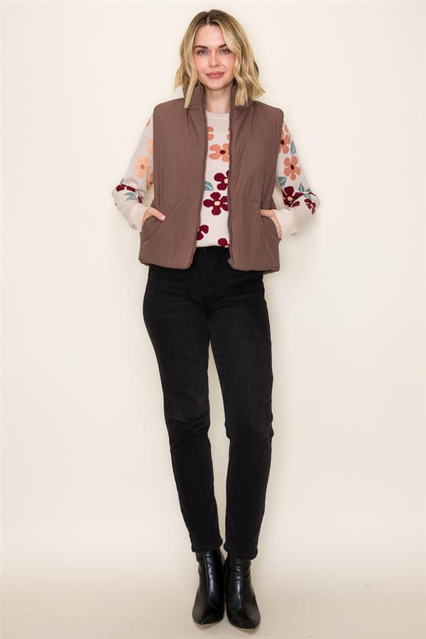 Ava Reversible Vest in Brown