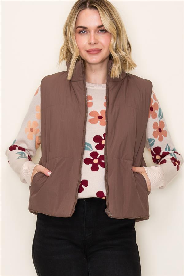 Ava Reversible Vest in Brown