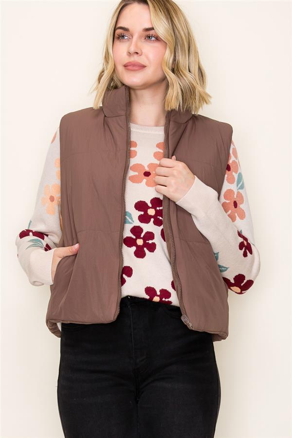 Ava Reversible Vest in Brown